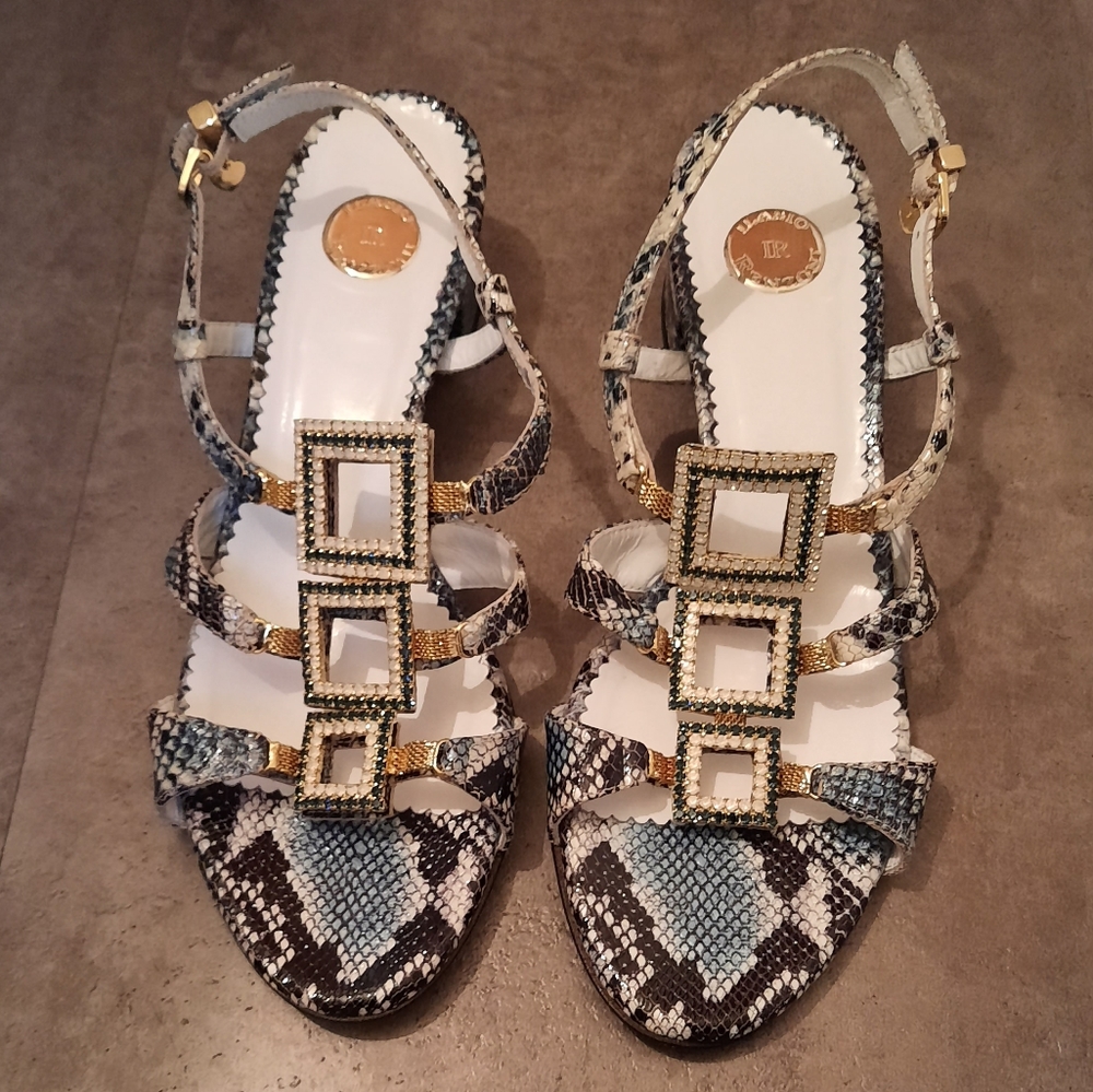Ilasio Renzoni Animal Print Sandal Jewels Ankle Strap - Picture 1 of 9